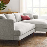 Manor Right-Facing Down Filled Overstuffed Sectional Sofa in Heathered Weave Light Gray