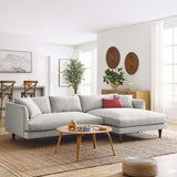 Manor Right-Facing Down Filled Overstuffed Sectional Sofa in Heathered Weave Light Gray