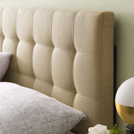 Lily Upholstered Fabric Queen Headboard in Beige