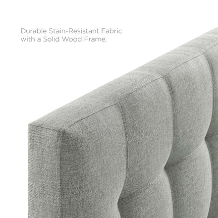 Lily Upholstered Fabric Queen Headboard in Gray