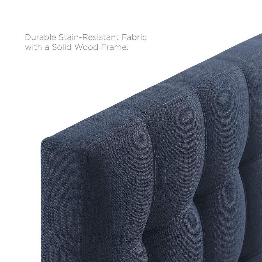 Cleo Upholstered Fabric Queen Headboard in Navy