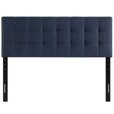 Cleo Upholstered Fabric Queen Headboard in Navy