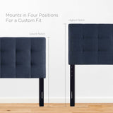 Cleo Upholstered Fabric Queen Headboard in Navy