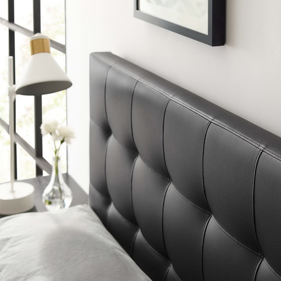 Cleo Upholstered Vinyl Queen Headboard in Black