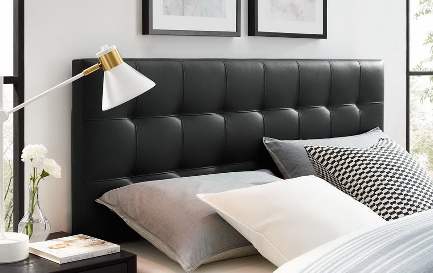 Cleo Upholstered Vinyl Queen Headboard in Black