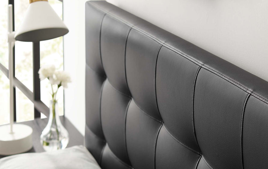 Cleo Upholstered Vinyl King Headboard in Black