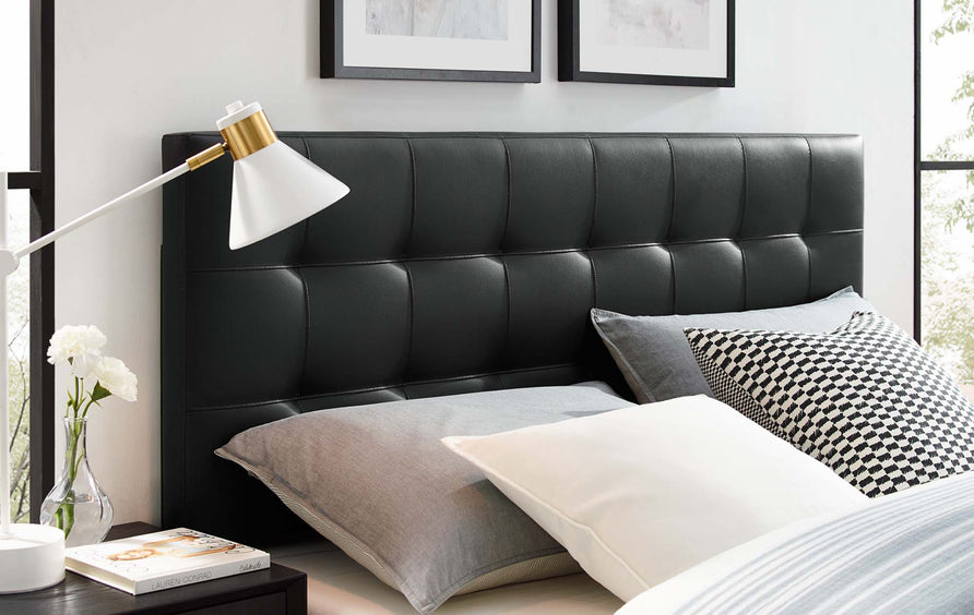 Cleo Upholstered Vinyl King Headboard in Black