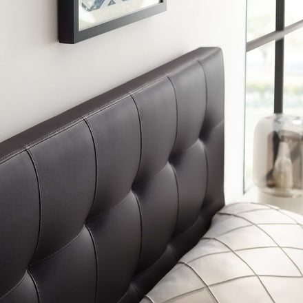 Lily Upholstered Vinyl King Headboard in Brown
