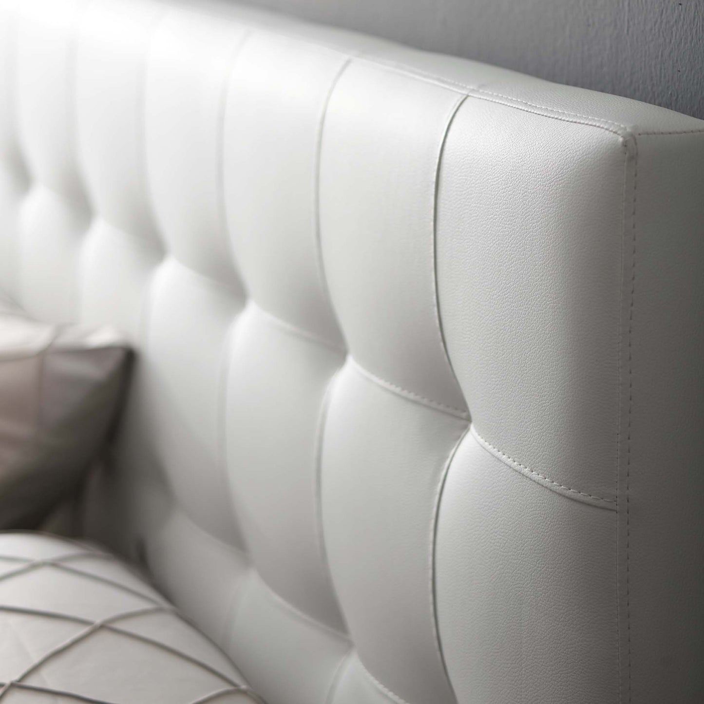 Lily Upholstered Vinyl King Headboard by Furniture For America