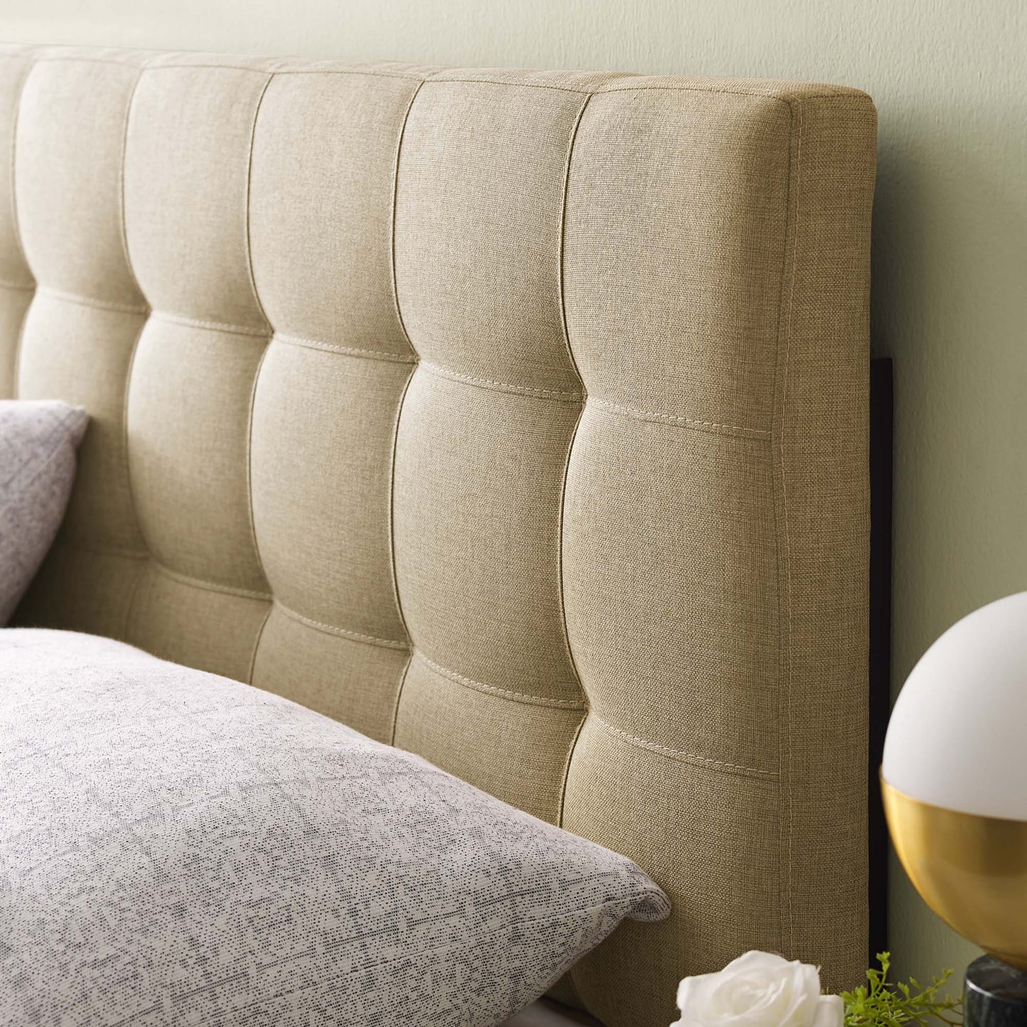 Lily Upholstered Fabric Full Headboard by Furniture For America