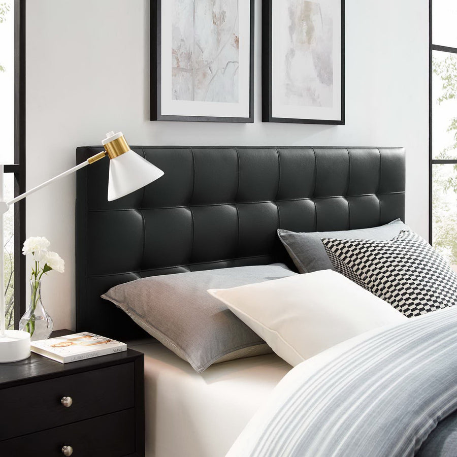 Cleo Upholstered Vinyl Full Headboard in Black