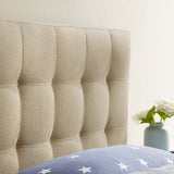 Cleo Upholstered Fabric Twin Headboard in Beige