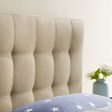 Lily Upholstered Fabric Twin Headboard in Beige