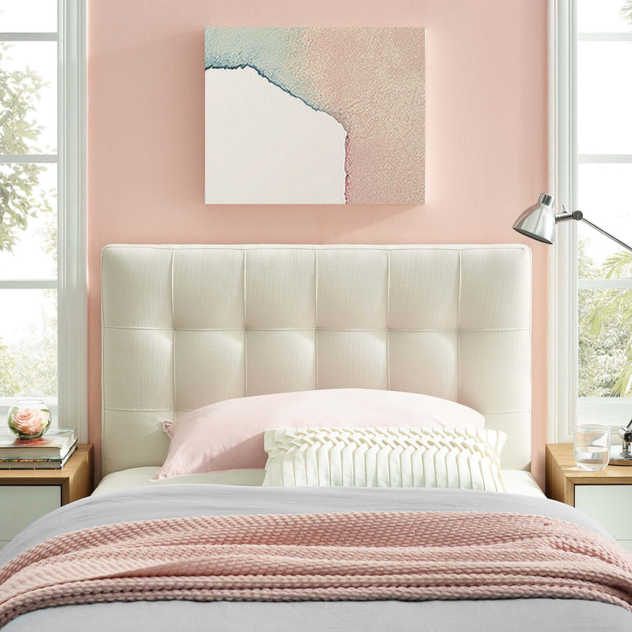 Cleo Upholstered Fabric Twin Headboard in Ivory