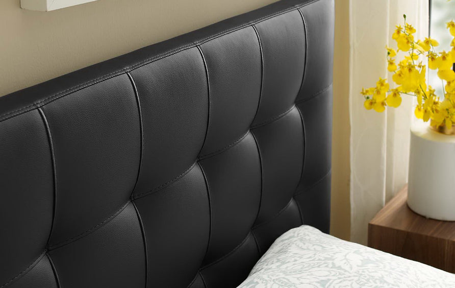 Cleo Upholstered Vinyl Twin Headboard in Black