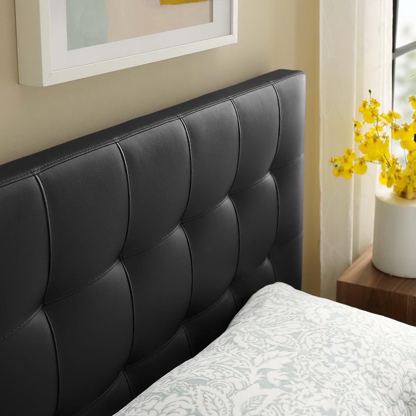 Lily Upholstered Vinyl Twin Headboard by Furniture For America