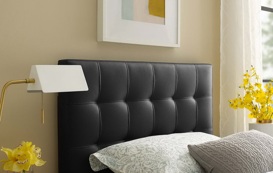 Cleo Upholstered Vinyl Twin Headboard in Black