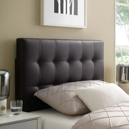 Lily Upholstered Vinyl Twin Headboard in Brown