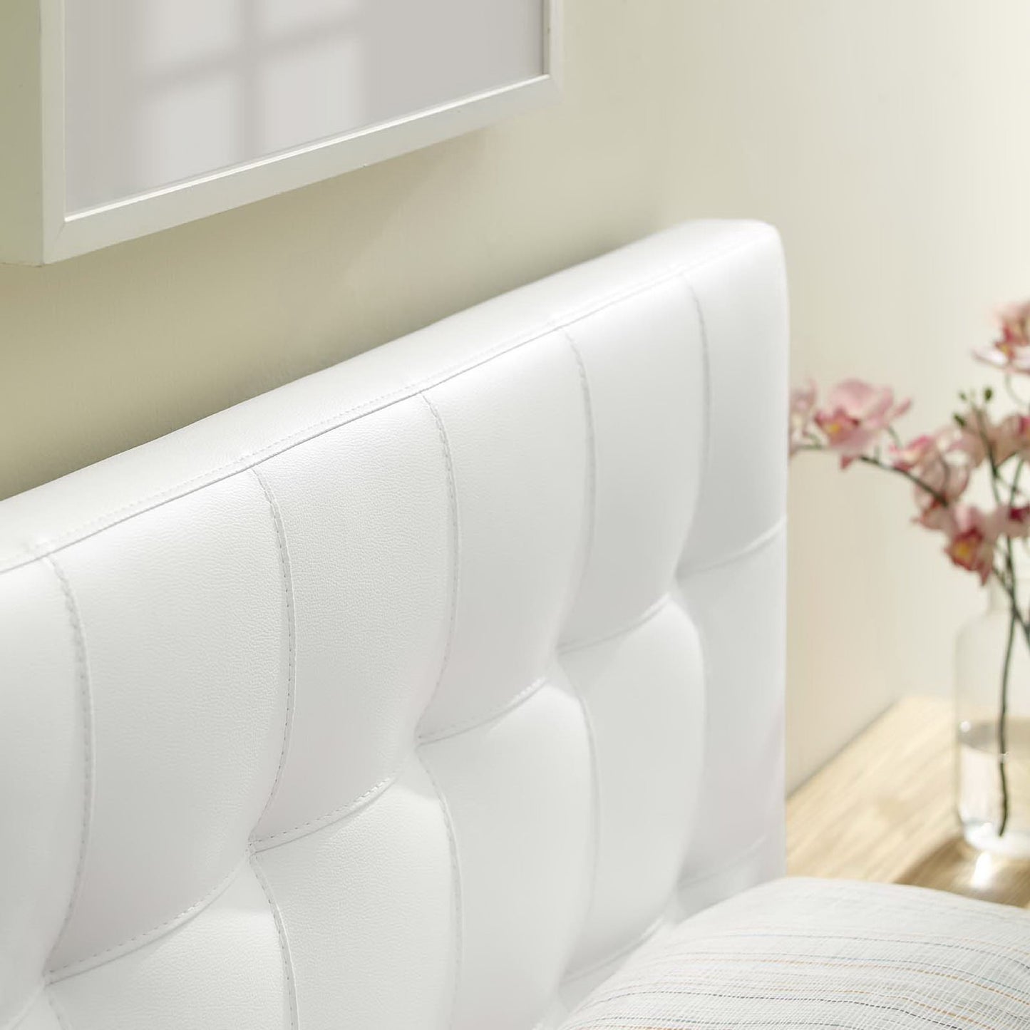 Lily Upholstered Vinyl Twin Headboard by Furniture For America