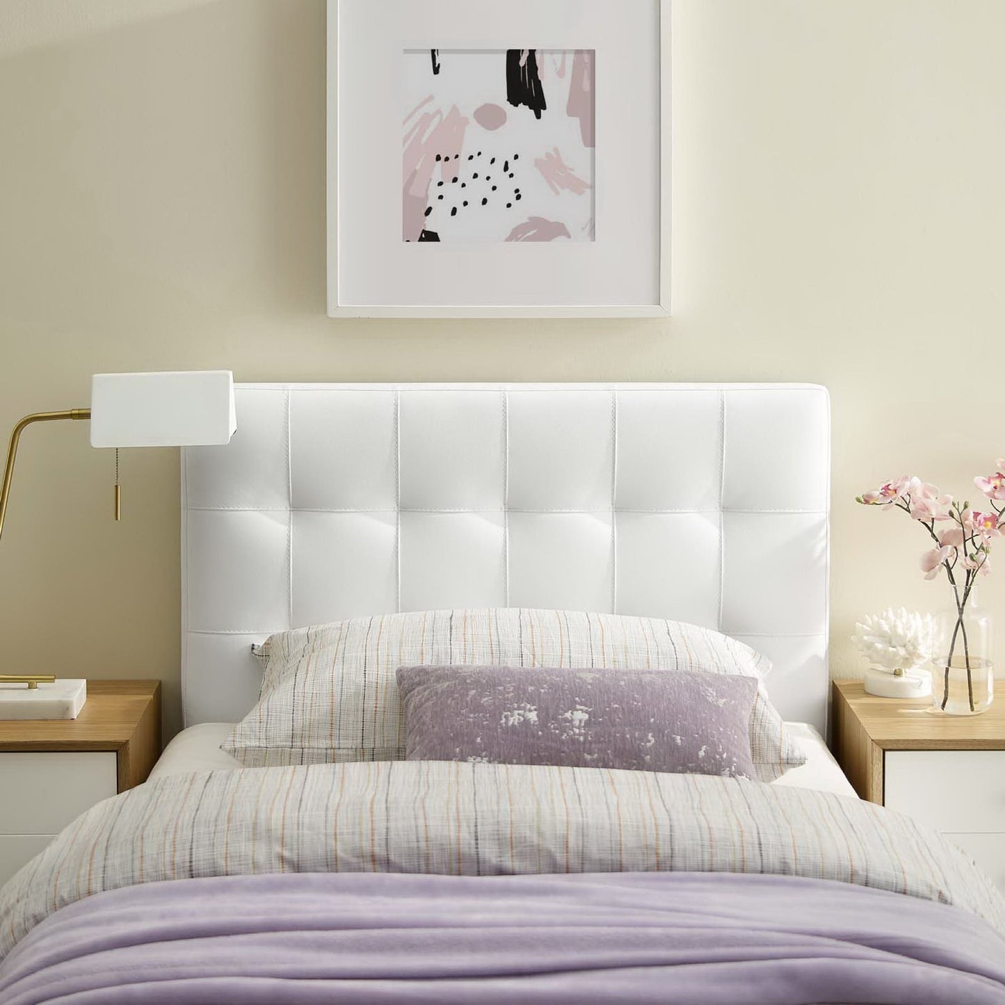 Lily Upholstered Vinyl Twin Headboard by Furniture For America