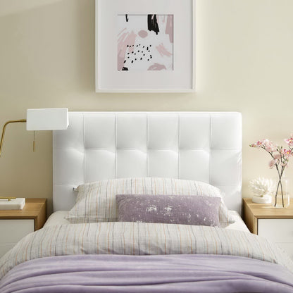 Lily Upholstered Vinyl Twin Headboard by Furniture For America