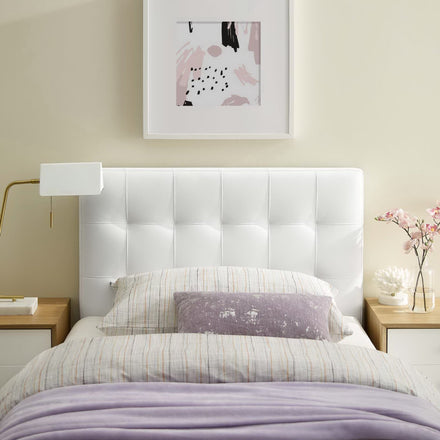 Lily Upholstered Vinyl Twin Headboard in White