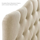 Sage Upholstered Fabric Queen Headboard in Beige