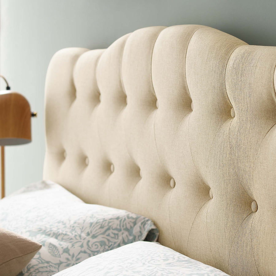 Sage Upholstered Fabric Queen Headboard in Beige