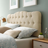 Sage Upholstered Fabric Queen Headboard in Beige
