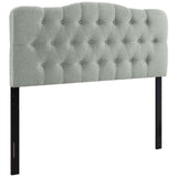 Sage Upholstered Fabric Queen Headboard in Gray