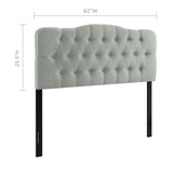 Sage Upholstered Fabric Queen Headboard in Gray
