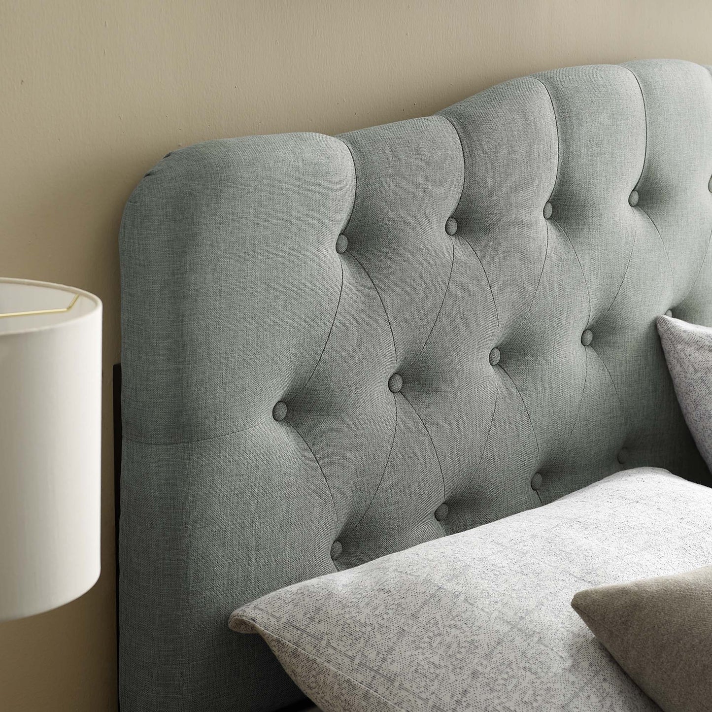 Annabel Upholstered Fabric Queen Headboard by Furniture For America