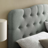 Sage Upholstered Fabric Queen Headboard in Gray