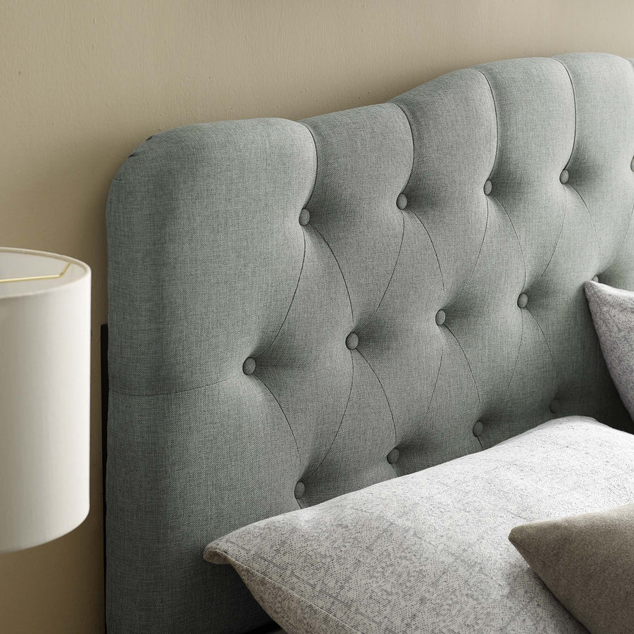 Sage Upholstered Fabric Queen Headboard in Gray