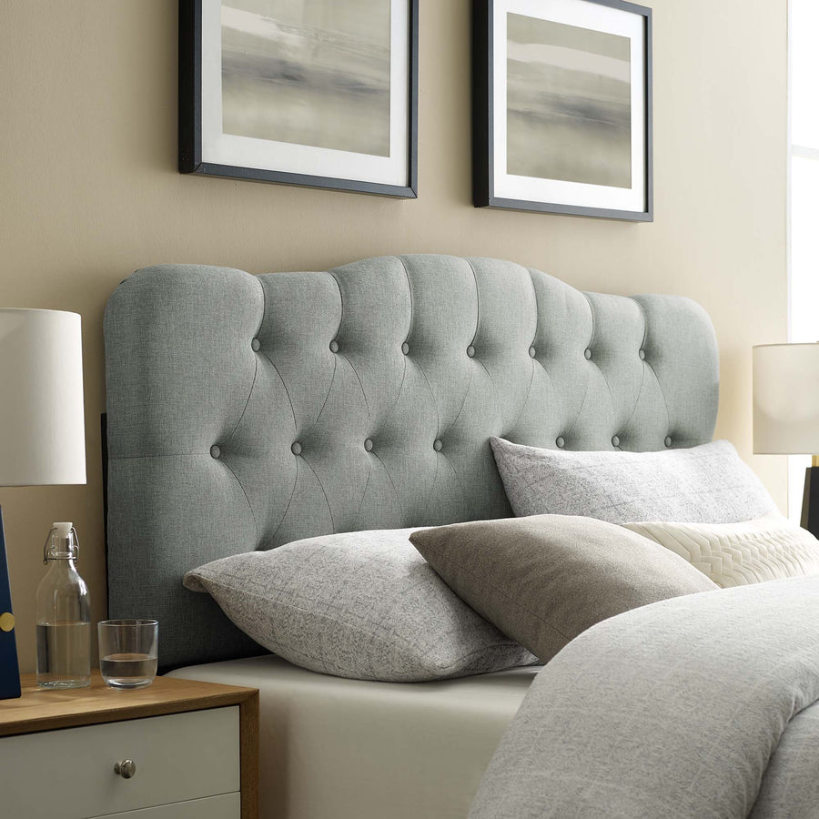 Sage Upholstered Fabric Queen Headboard in Gray