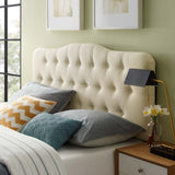 Sage Upholstered Fabric Queen Headboard in Ivory