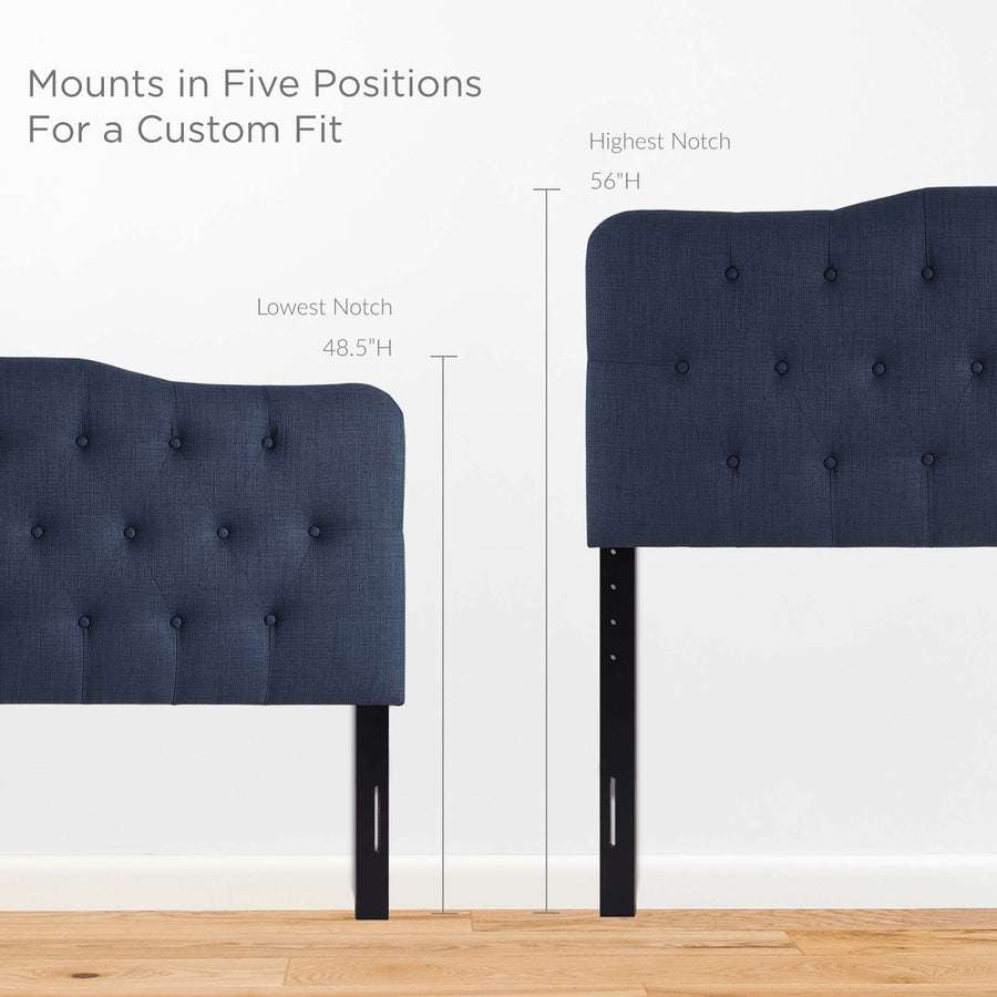 Sage Upholstered Fabric Queen Headboard in Navy