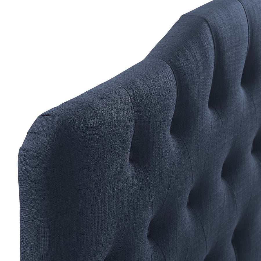 Sage Upholstered Fabric Queen Headboard in Navy