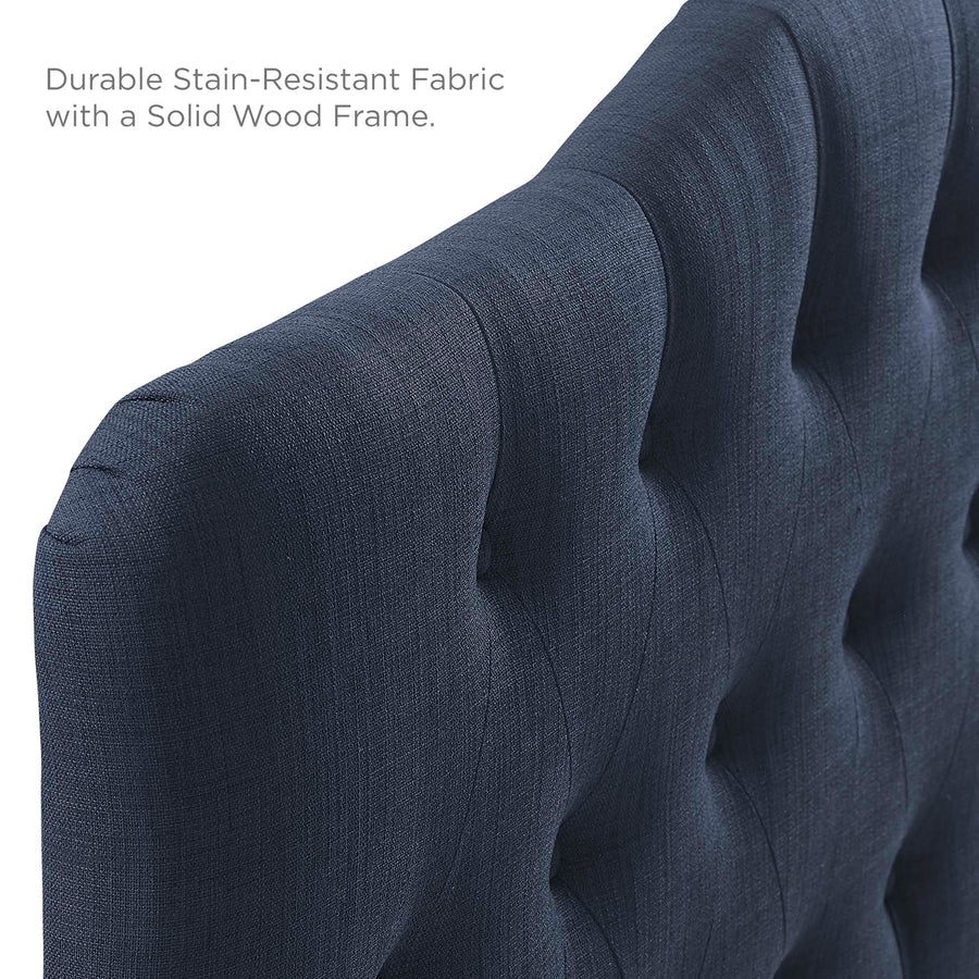 Sage Upholstered Fabric Queen Headboard in Navy