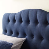 Sage Upholstered Fabric Queen Headboard in Navy