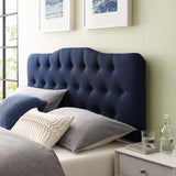 Sage Upholstered Fabric Queen Headboard in Navy
