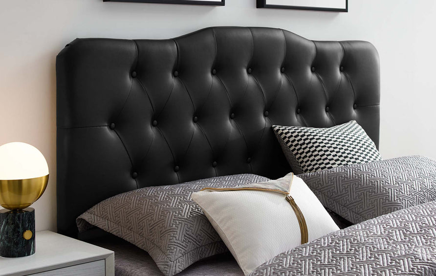 Sage Upholstered Vinyl Queen Headboard in Black