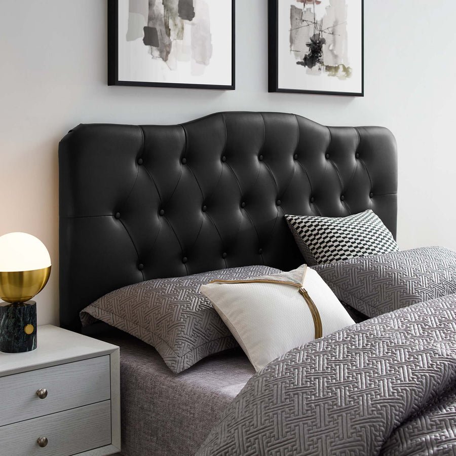 Sage Upholstered Vinyl Queen Headboard in Black