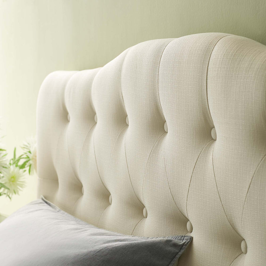 Sage Upholstered Fabric Full Headboard in Ivory