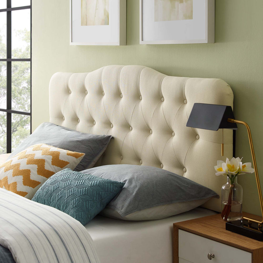 Sage Upholstered Fabric Full Headboard in Ivory