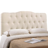Sage Upholstered Fabric King Headboard in Ivory