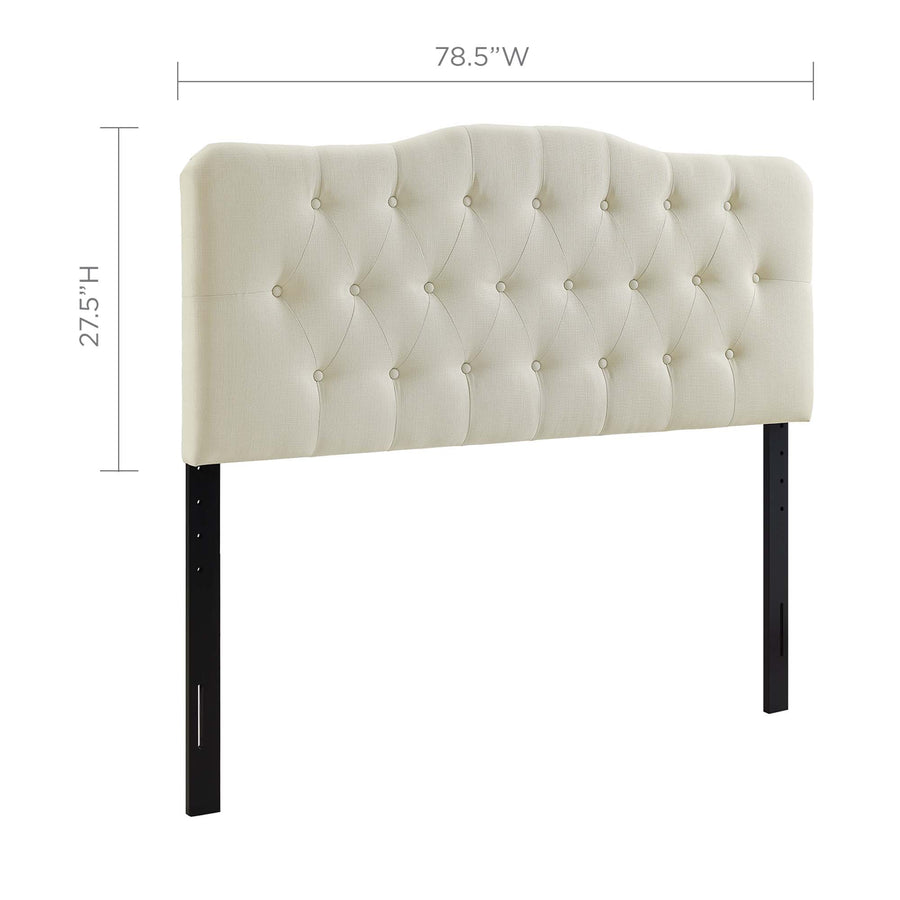 Sage Upholstered Fabric King Headboard in Ivory