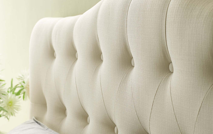 Sage Upholstered Fabric King Headboard in Ivory