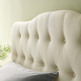 Sage Upholstered Fabric King Headboard in Ivory