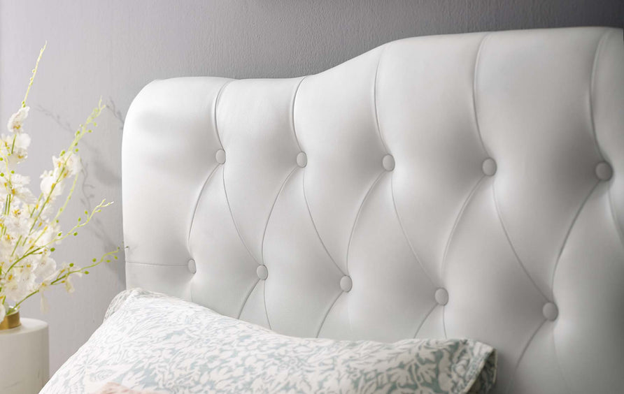 Sage Upholstered Vinyl King Headboard in White